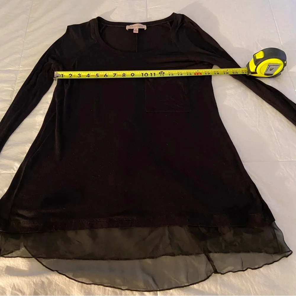 Philosophy Black Sheer Hem Women's Top NWOT - Picture 9 of 14
